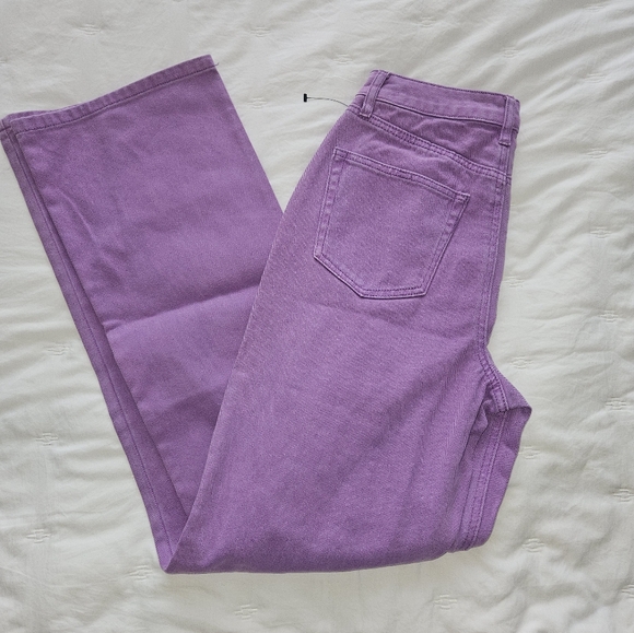 AFRM Purple Distressed Straight Leg Jeans NWT - Picture 2 of 5